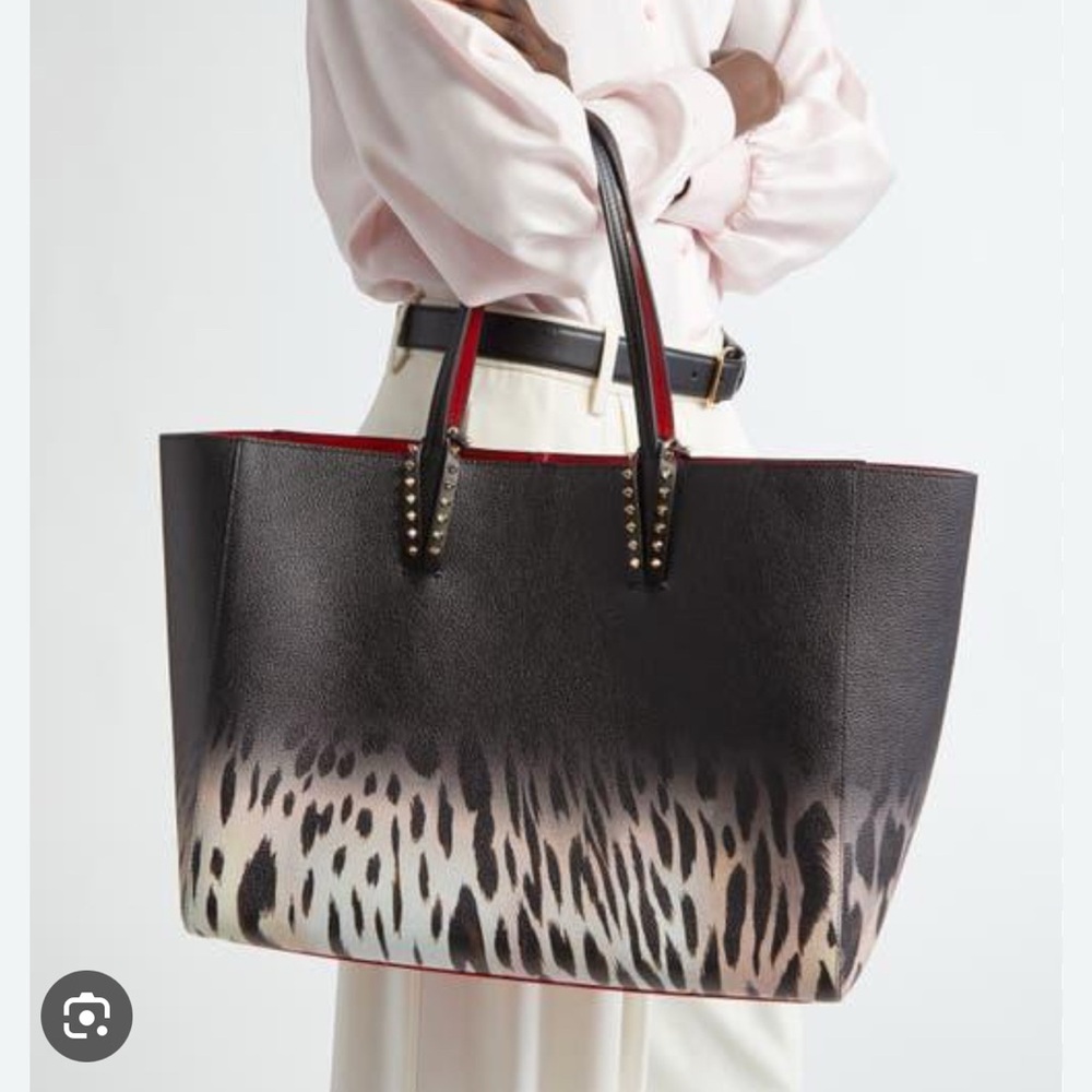 🔺Christian Louboutin🔺Large Cabata Leopard Ombré Leather Print Tote - Picture 3 of 16